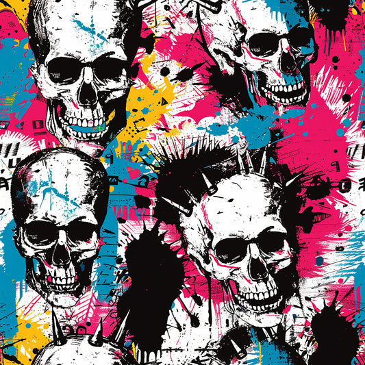 Punk Rock Skull Pattern 8 Quilting Cotton Fabric