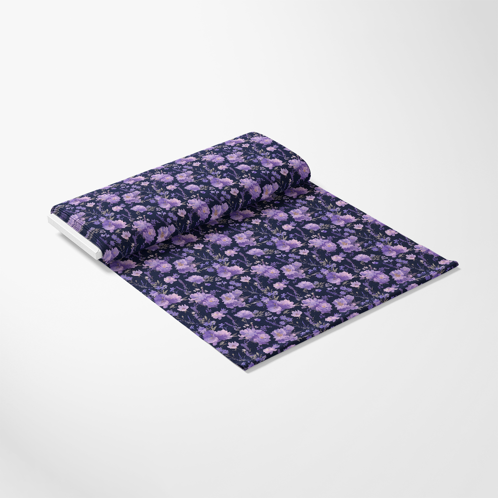 Purple Night Flowers Pattern 10 Quilting Cotton Fabric