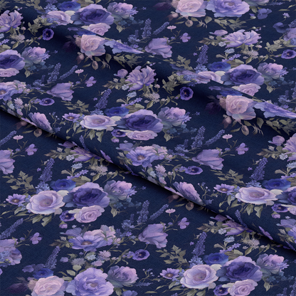 Purple Night Flowers Pattern 11 Quilting Cotton Fabric