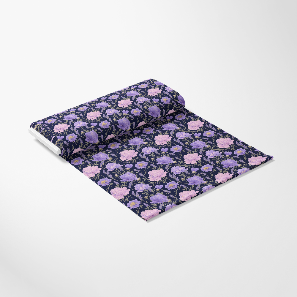 Purple Night Flowers Pattern 13 Quilting Cotton Fabric