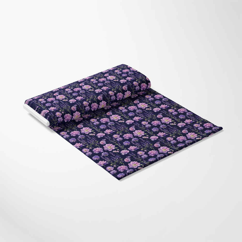 Purple Night Flowers Pattern 15 Quilting Cotton Fabric