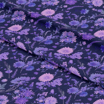 Purple Night Flowers Pattern 2 Quilting Cotton Fabric