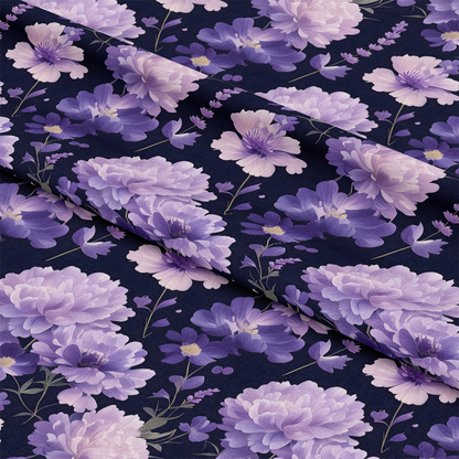 Purple Night Flowers Pattern 3 Quilting Cotton Fabric