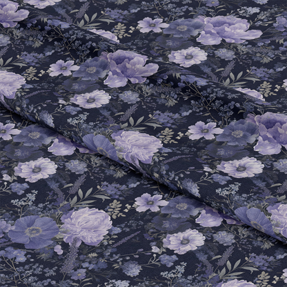 Purple Night Flowers Pattern 4 Quilting Cotton Fabric