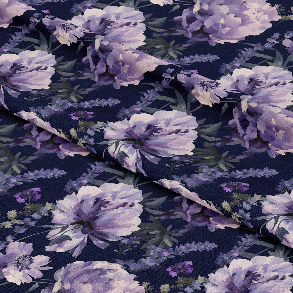 Purple Night Flowers Pattern 5 Quilting Cotton Fabric