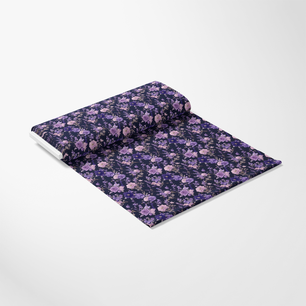 Purple Night Flowers Pattern 9 Quilting Cotton Fabric