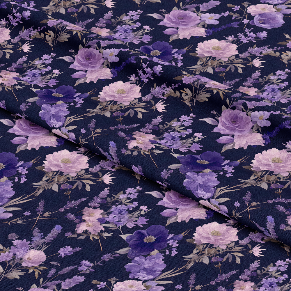 Purple Night Flowers Pattern 9 Quilting Cotton Fabric