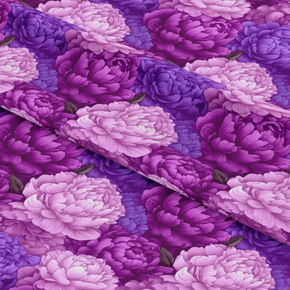 Purple and Pink Peony Flowers Pattern 11 Quilting Cotton Fabric