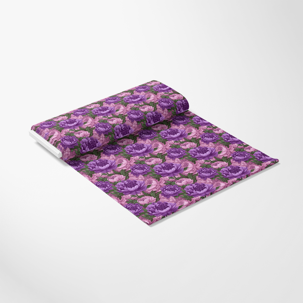 Purple and Pink Peony Flowers Pattern 1 Quilting Cotton Fabric