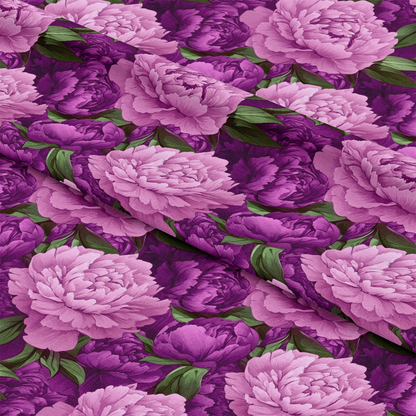 Purple and Pink Peony Flowers Pattern 4 Quilting Cotton Fabric