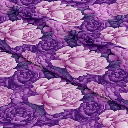 Purple and Pink Peony Flowers Pattern 5 Quilting Cotton Fabric