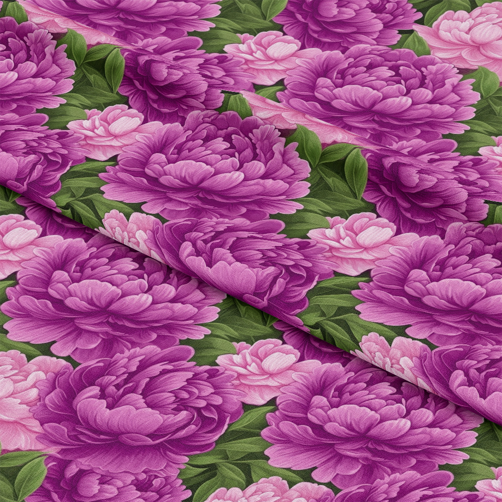 Purple and Pink Peony Flowers Pattern 6 Quilting Cotton Fabric