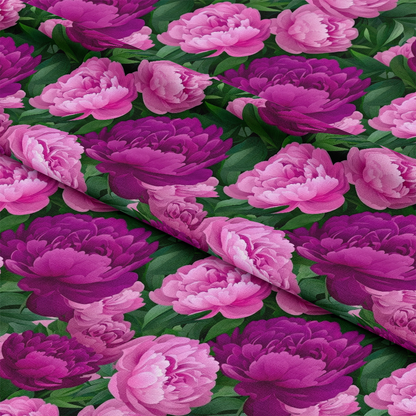 Purple and Pink Peony Flowers Pattern 9 Quilting Cotton Fabric