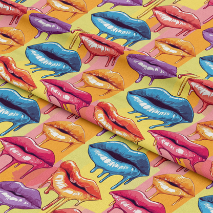 Rainbow Dripping Lips Art Pattern 10 Quilting Cotton Fabric