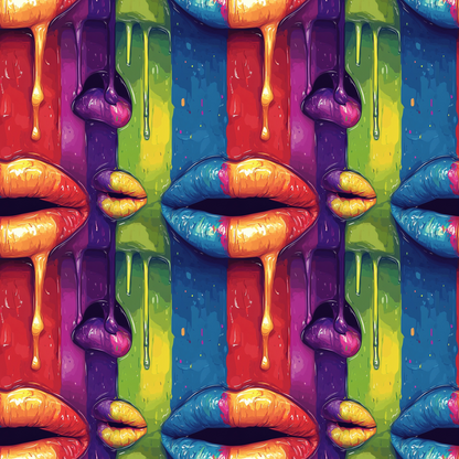 Rainbow Dripping Lips Art Pattern 11 Quilting Cotton Fabric