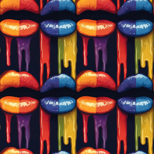 Rainbow Dripping Lips Art Pattern 3 Quilting Cotton Fabric