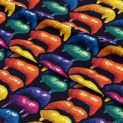 Rainbow Dripping Lips Art Pattern 6 Quilting Cotton Fabric