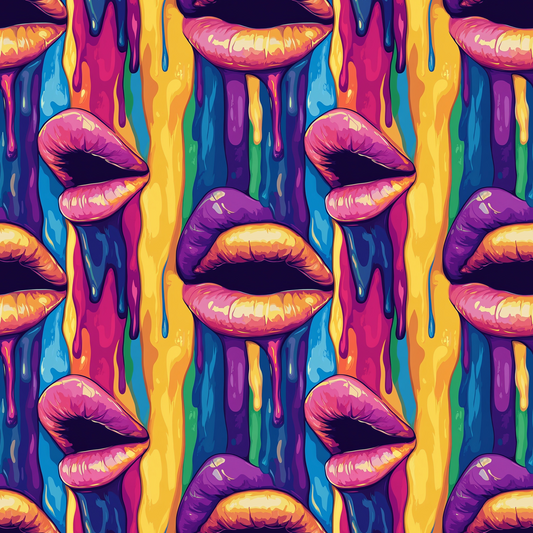 Rainbow Dripping Lips Art Pattern 8 Quilting Cotton Fabric