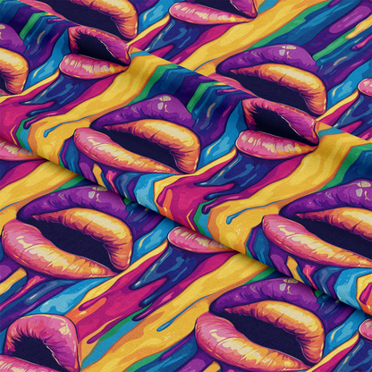 Rainbow Dripping Lips Art Pattern 8 Quilting Cotton Fabric