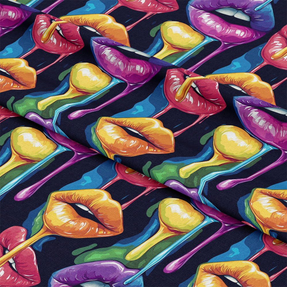 Rainbow Dripping Lips Art Pattern 9 Quilting Cotton Fabric