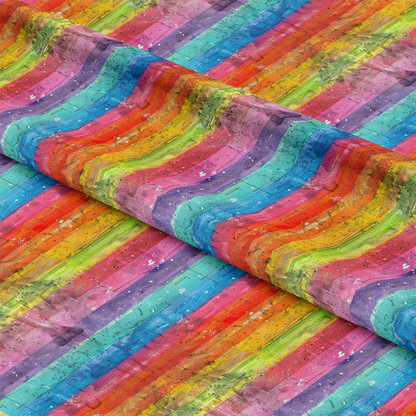Rainbow Grunge Wall Pattern 1 Quilting Cotton Fabric