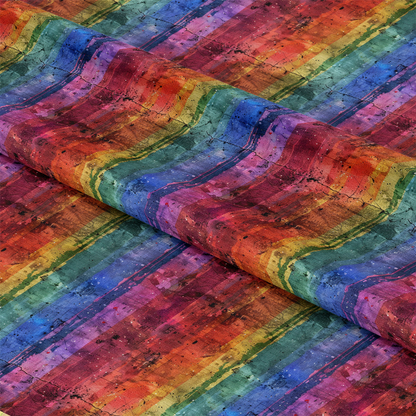 Rainbow Grunge Wall Pattern 2 Quilting Cotton Fabric