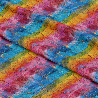 Rainbow Grunge Wall Pattern 3 Quilting Cotton Fabric
