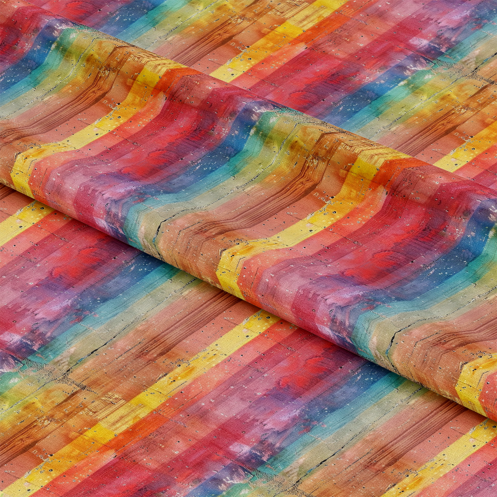 Rainbow Grunge Wall Pattern 6 Quilting Cotton Fabric