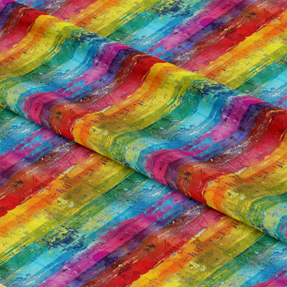 Rainbow Grunge Wall Pattern 9 Quilting Cotton Fabric