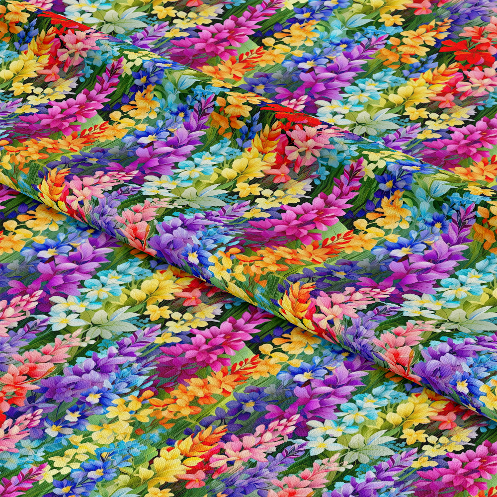 Rainbow Larkspur Flowers Pattern 6 Quilting Cotton Fabric