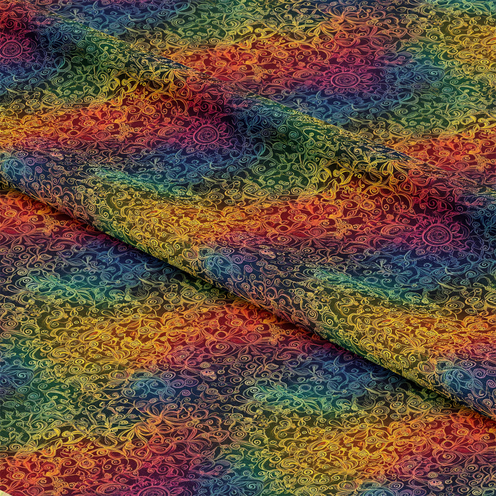 Rainbow Mandala Pattern 13 Quilting Cotton Fabric