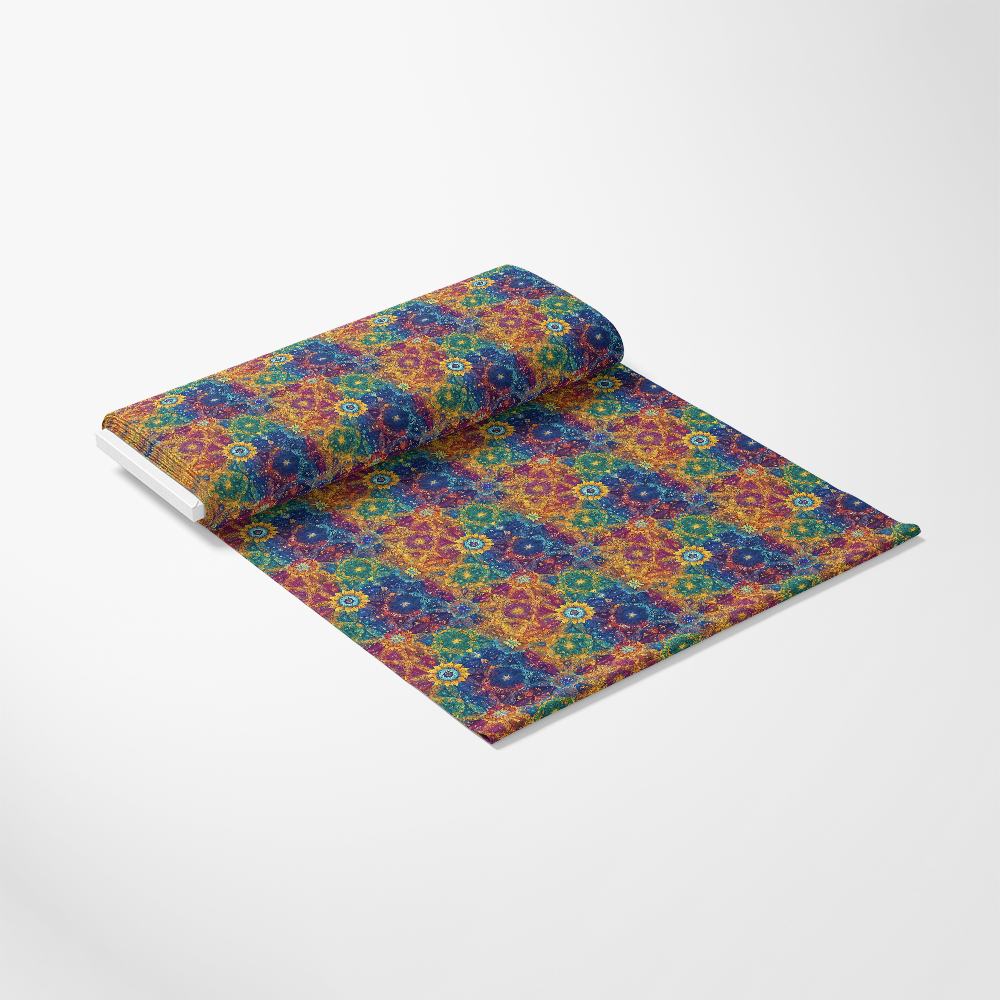 Rainbow Mandala Pattern 20 Quilting Cotton Fabric