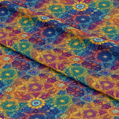 Rainbow Mandala Pattern 20 Quilting Cotton Fabric