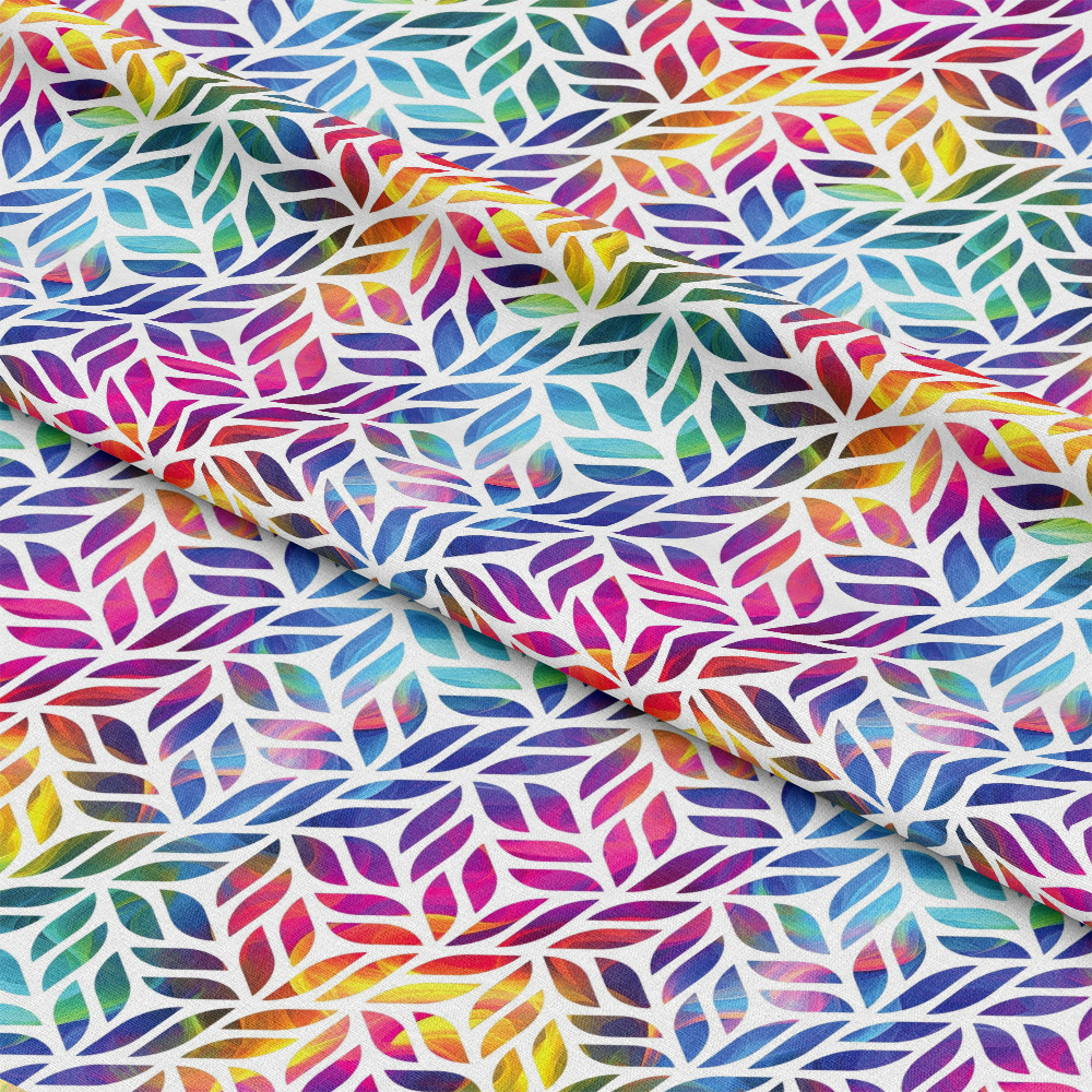 - Rainbow Smoke Pattern 22 Quilting Cotton Fabric  
- Multicolor  
- Leaf motif  
- Abstract design  
- Textile  
- Craft material  
- Soft texture  
- Cotton fabric  
- Quilting supply  
- Vibrant hues  
- Decorative textile  
- Colorful print  
- Fabric yardage