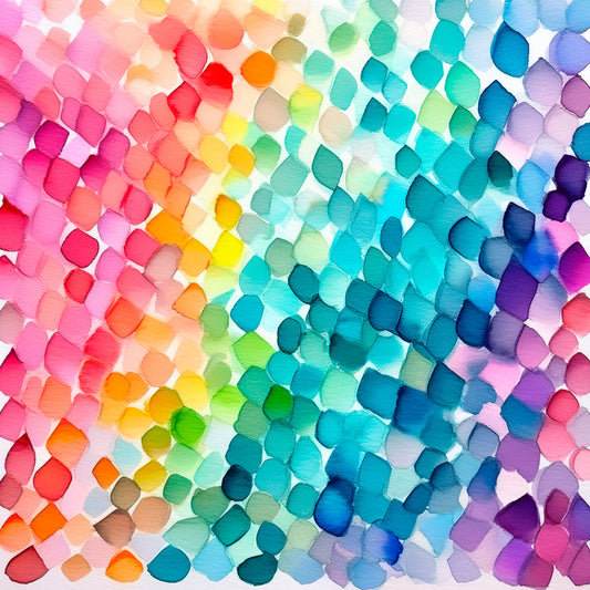 Rainbow Watercolor Shapes Pattern 3 Quilting Cotton Fabric