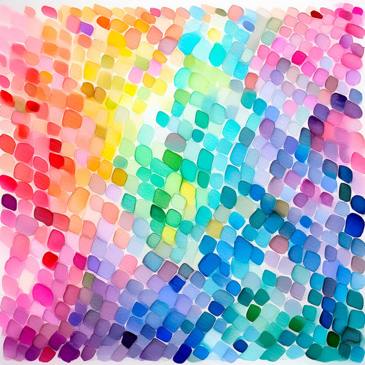Rainbow Watercolor Shapes Pattern 5 Quilting Cotton Fabric