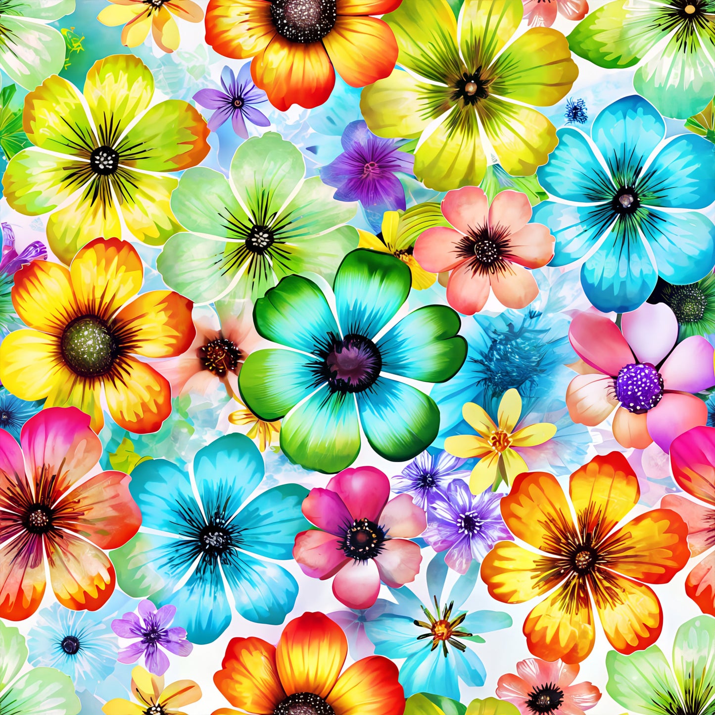 Rainbow of Flowers Pattern 4 Quilting Cotton Fabric