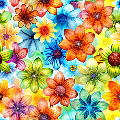 Rainbow of Flowers Pattern 5 Quilting Cotton Fabric