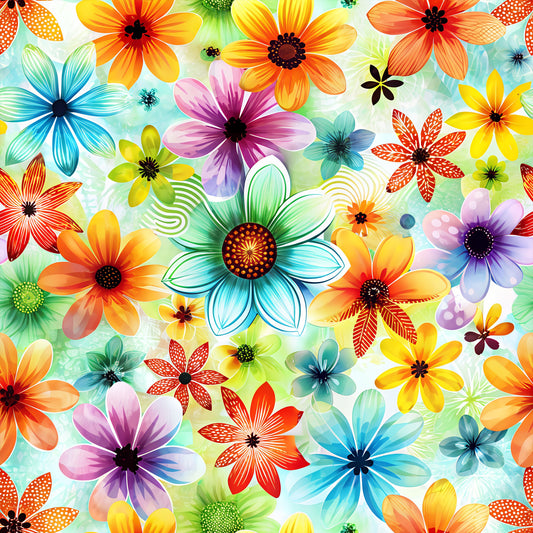 Rainbow of Flowers Pattern 6 Quilting Cotton Fabric