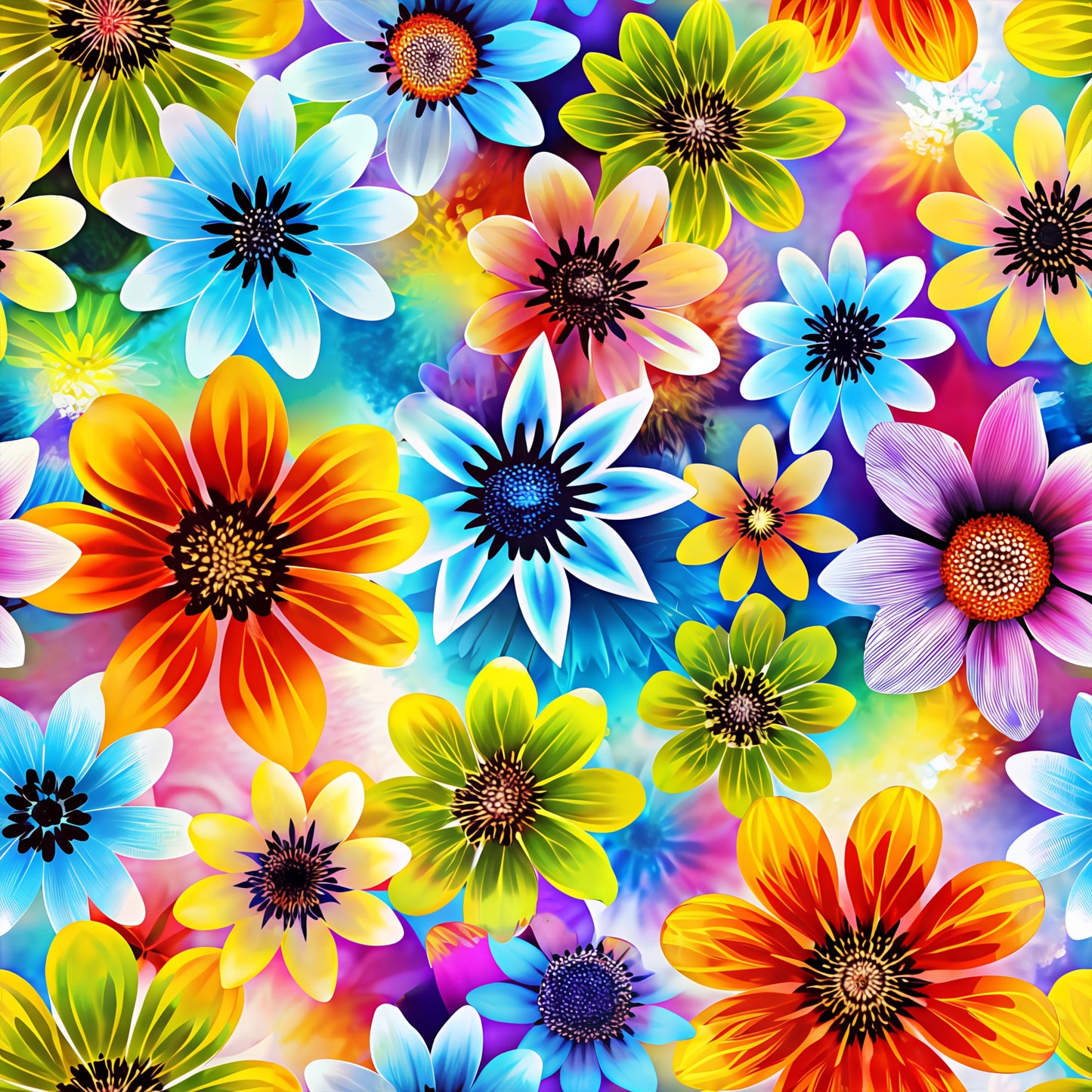 Rainbow of Flowers Pattern 7 Quilting Cotton Fabric