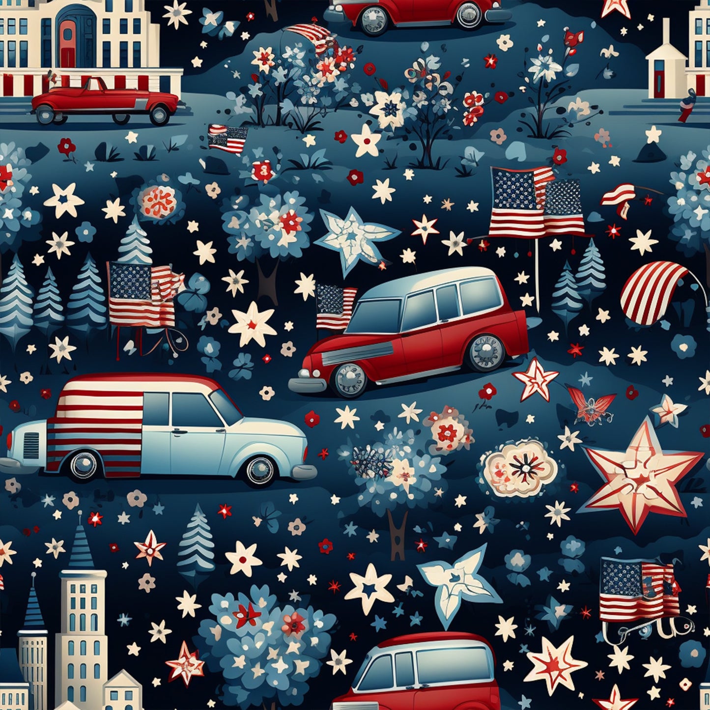 Realistic 4th of July Pattern 18 Quilting Cotton Fabric