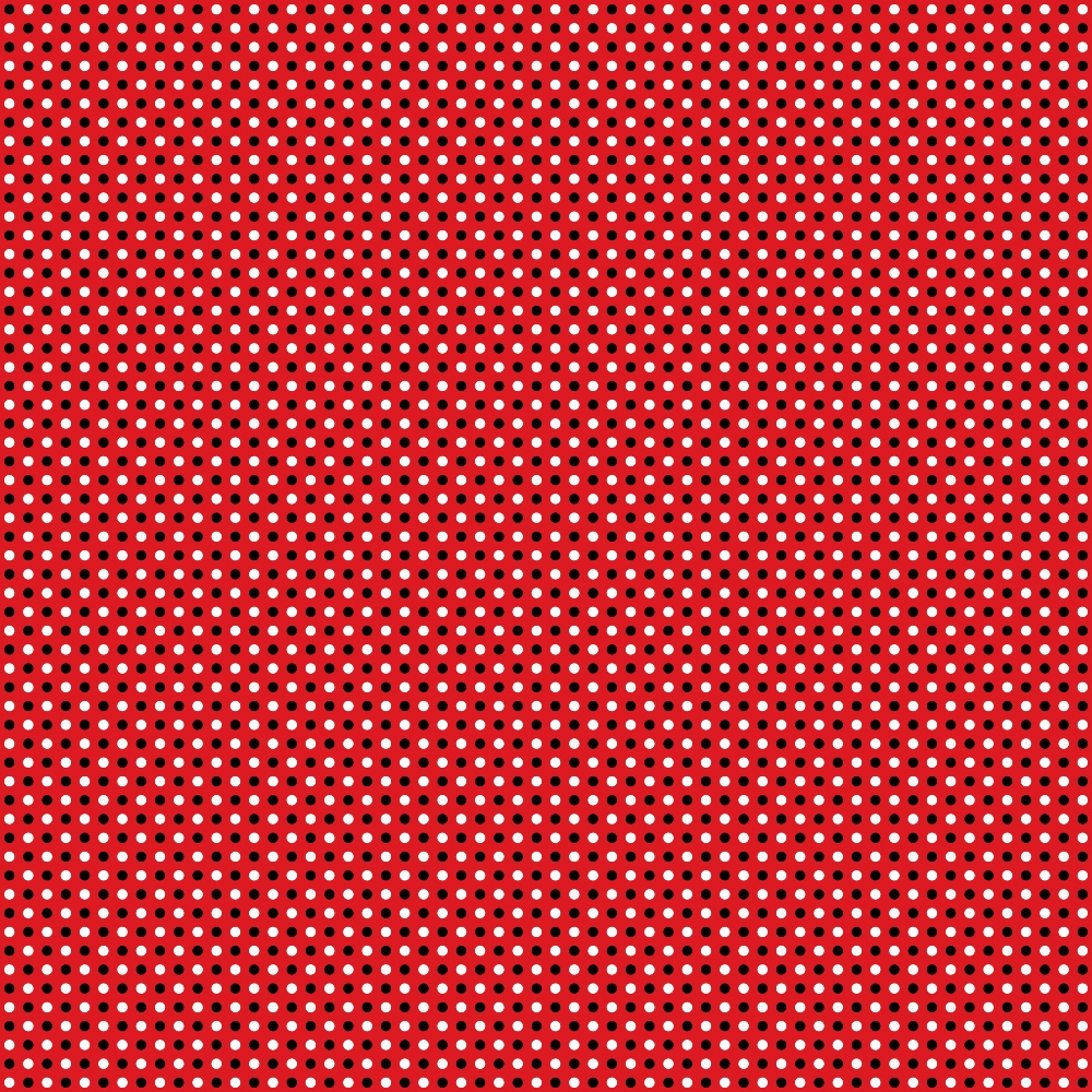 Red background with small, evenly spaced white polka dots in a grid pattern.