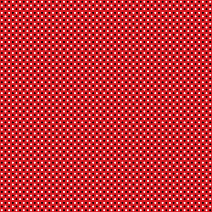 Red background with small, evenly spaced white polka dots in a grid pattern.