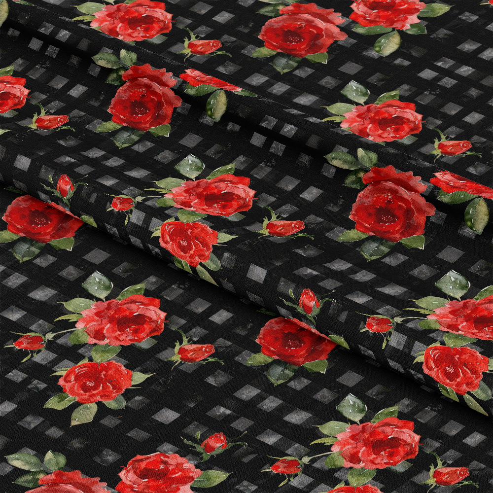 Red Baroque Roses Pattern 11 Quilting Cotton Fabric