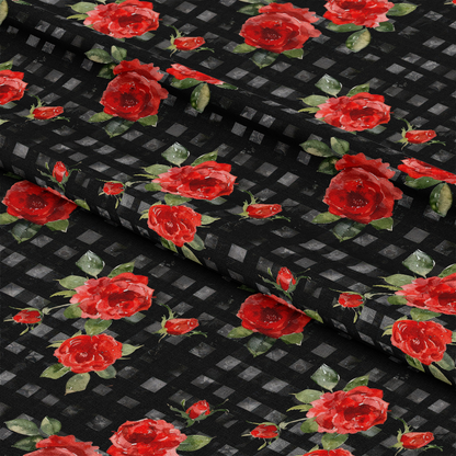 Red Baroque Roses Pattern 11 Quilting Cotton Fabric