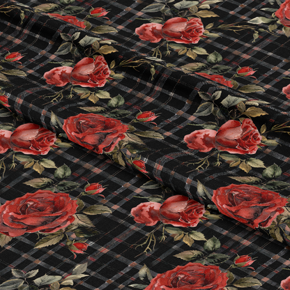 Red Baroque Roses Pattern 1 Quilting Cotton Fabric