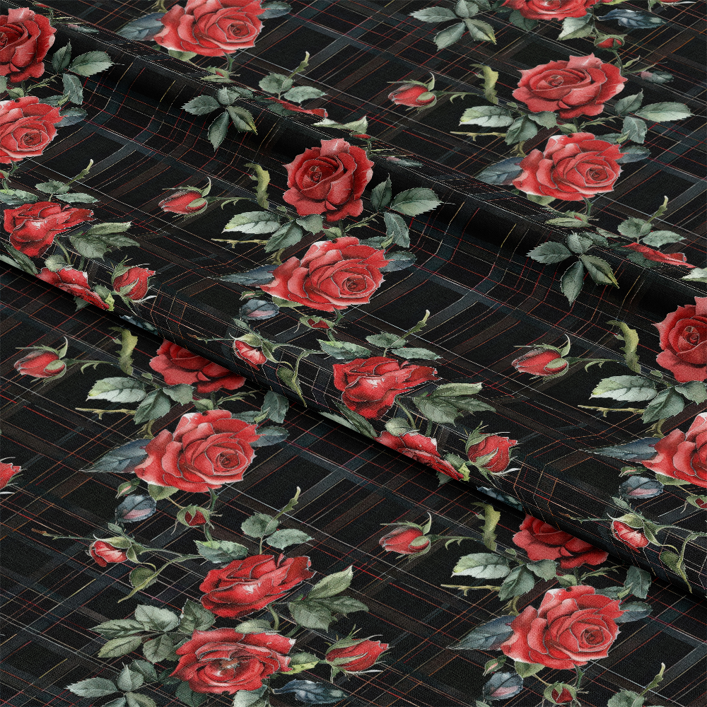 Red Baroque Roses Pattern 2 Quilting Cotton Fabric