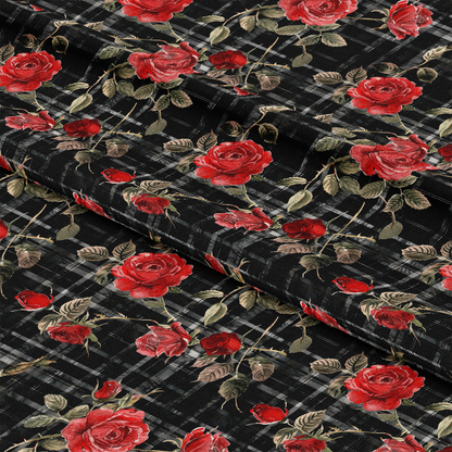 Red Baroque Roses Pattern 3 Quilting Cotton Fabric