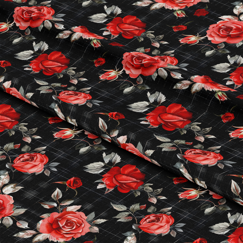 Red Baroque Roses Pattern 8 Quilting Cotton Fabric