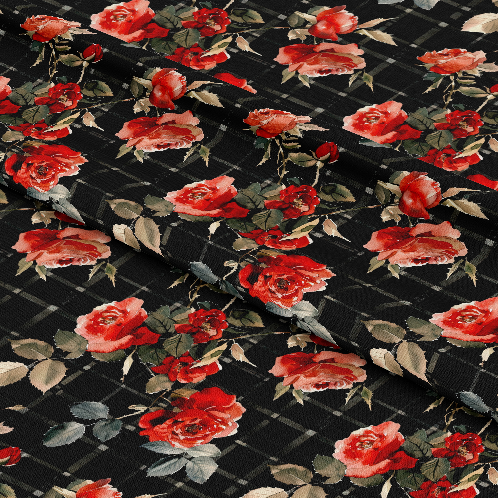 Red Baroque Roses Pattern 9 Quilting Cotton Fabric